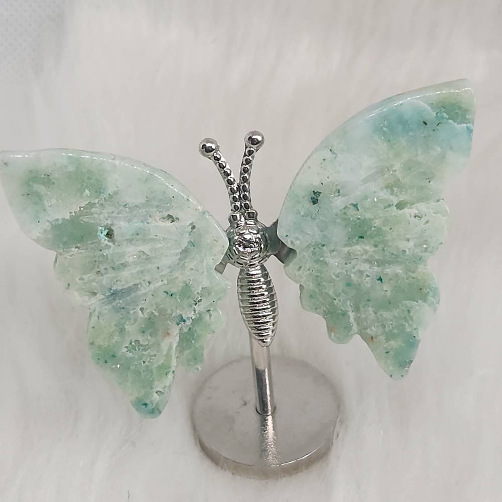 Druzy Crysocolla In Quartz Butterfly Crystal Decor